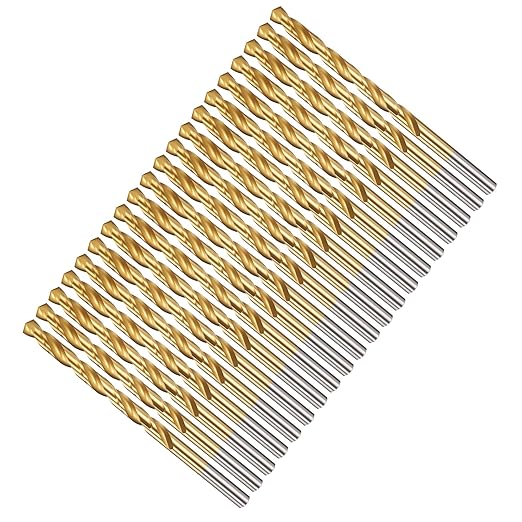 Drill Bit, 9/32" Cutting Diameter, 4341 HSS TiN Coated 135° Cutting Angle Jobber Bits - (Applications: for Drilling Soft Metal Plastic Wood), 20-Pieces