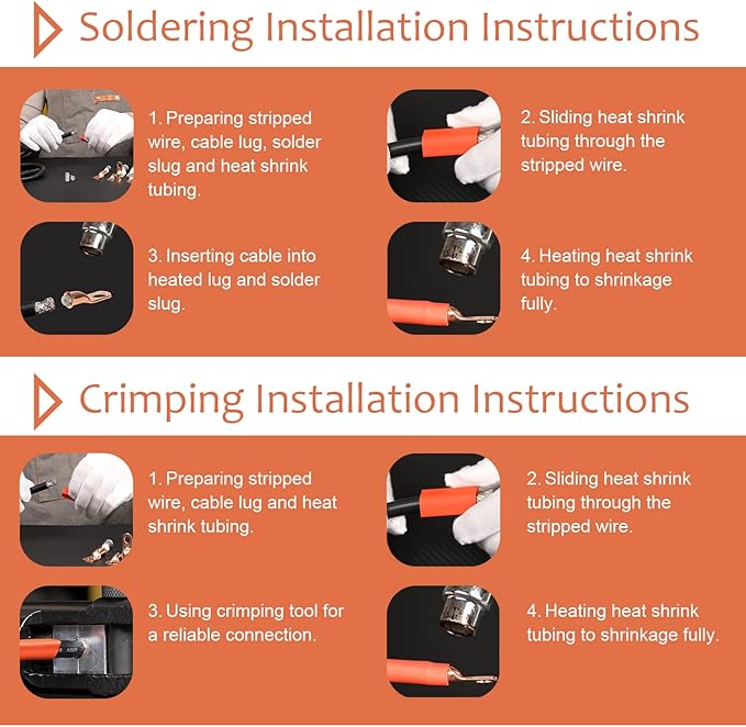 10pcs 8 AWG-3/8(M10) Tinned Copper Ring Terminals Battery Lugs, Heavy Duty Wire Lugs, Battery Cable Connectors