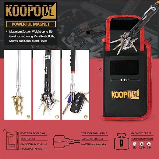 Telescoping Magnetic Pickup Tool Set, Inspection Mirror Telescoping, LED Flashlight, Cool Gadgets for Men, Gifts for Dad, Husband, Kids, Boyfriend, Magnet Stick