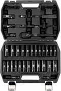 3/8" Impact Socket Set,74pcs Drive 6-Point Deep Socket Wrench Set With 72 Tooth Count Ratchet, Standard SAE 5/16" - 7/8" & Metric 8mm - 22mm,Socket Set For Home Use And Automotive Repair.
