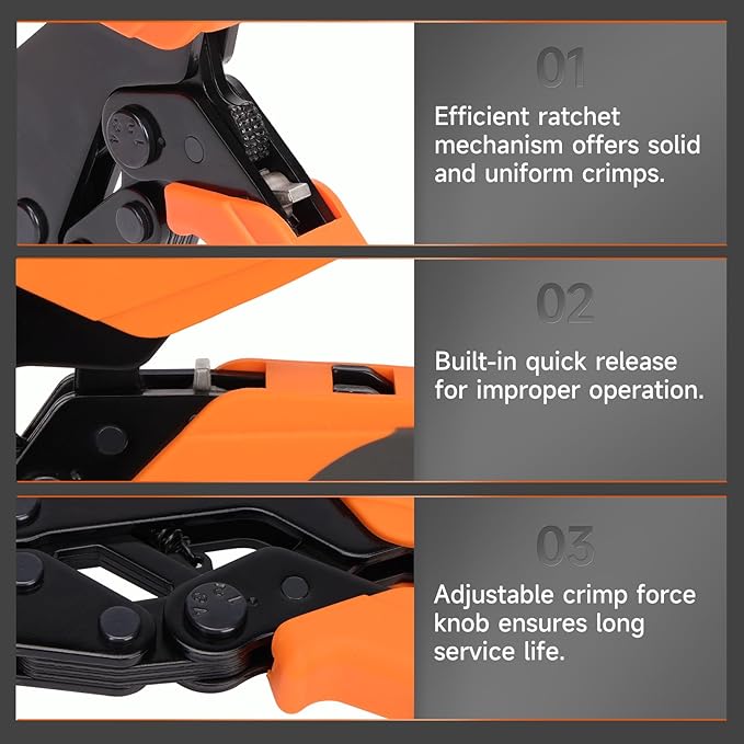 iCrimp Rachet Crimping Tool for Open Barrel Terminals, AWG 22-10 Wire Crimper, Electrical Crimp Tool, X2010 Jaws