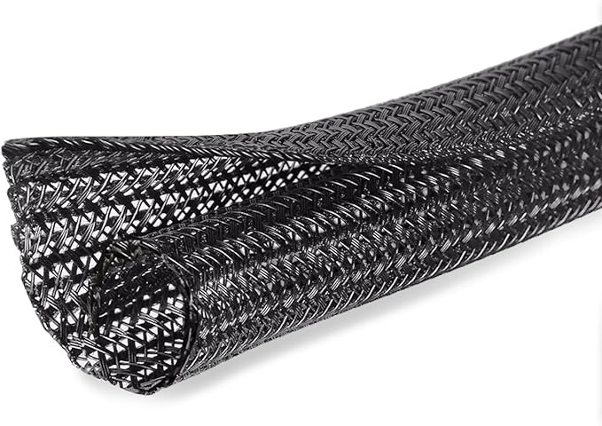 25ft - 1/2 inch Cord Protector Cable Sleeve Split Wire Loom Tubing for Power Cord Audio USB Cable, Cord Sleeve Cable Management for TV Computer, Cord Protectors from Pets Chewing, Black