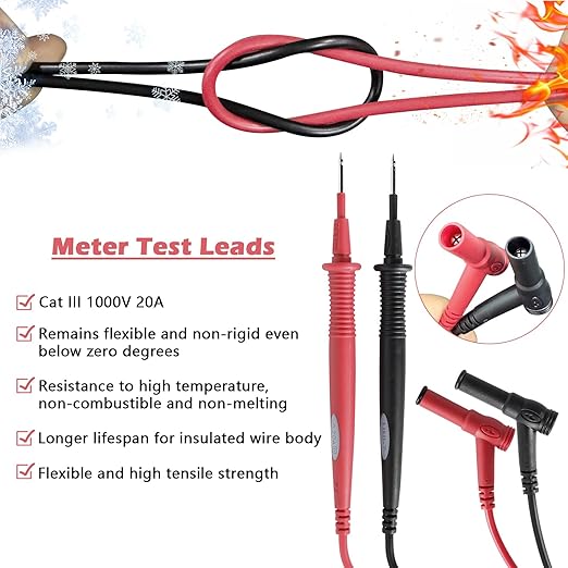 New Meter Test Leads Cat III 1000V 20A Replacement for Fluke Ideal Simpson