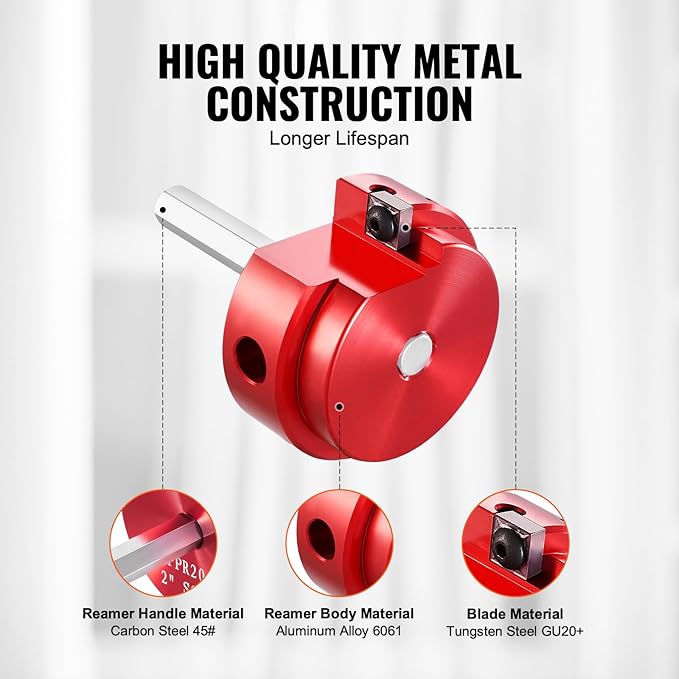 VEVOR PVC Pipe Reamer Kit, Aluminum Alloy, PVC Pipe Fitting Reamer Plumbing Tools Kit, Socket Saver for SCH 40 Pipe, Contains 1/2'', 3/4", 1", 5/4'', 3/2", 2", 3", 4'', for Water Lines, Drain Lines