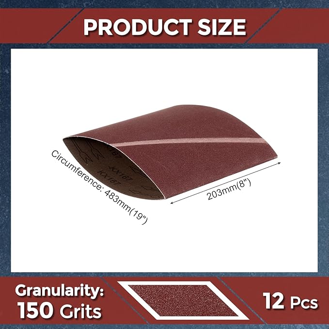12 Pcs Sanding Belts 8 x 19 Inch 150 Grit Aluminum Oxide Abrasive Sandpaper for Belt Sander Metal Grinding Wood Working Weld Rust Removal