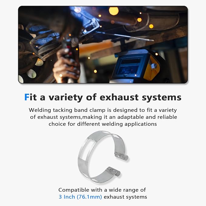 3 Inch (76.1mm) Stainless Steel Welding Tacking Band Clamp,Clamp-On Exhaust Pipe Tacking Band for Welding Fabrication
