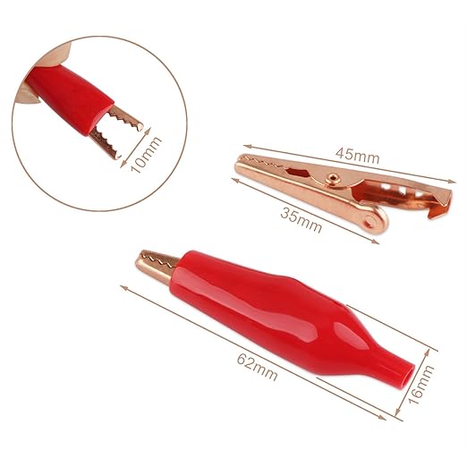 DROK Jumper Wires with Alligator Clips Electrical - 6pcs 45mm Large Pure Copper 19.6 inches/50cm Test Leads with Alligator Clips for Multimeter Electrical Testing