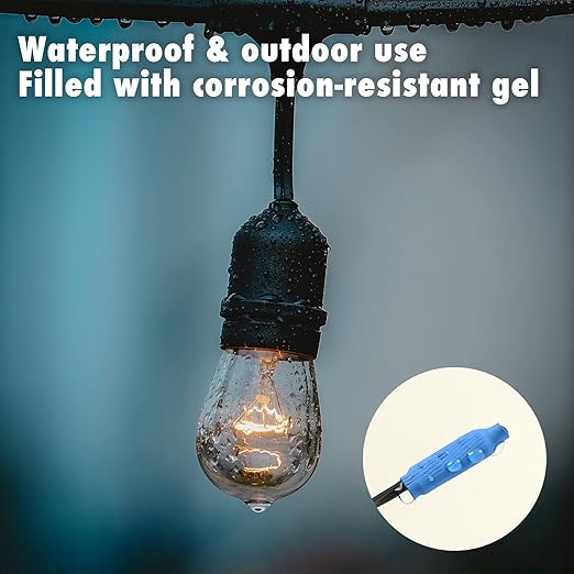 100 Pcs Low Voltage B Connectors Wire Splices Gel Filled, Waterproof Electrical Wire Crimp Bean Type Cable Connector for Outdoor Telephone Phone Security Lighting