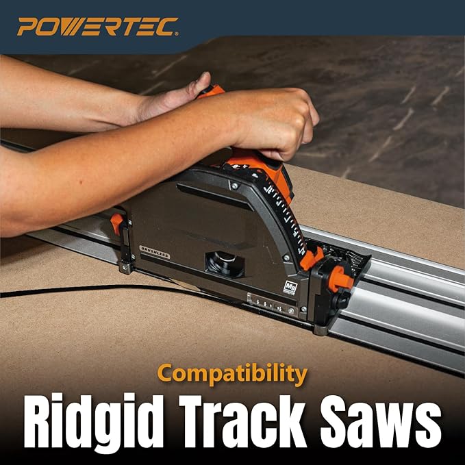POWERTEC 55" Track Saw Guide Rail for Ridgid Track Saws | Perfect for Repeatable Rip Cuts & Crosscuts | Extruded Aluminum Guide Rail for Optimized Bevel & Straight Cuts (71988)