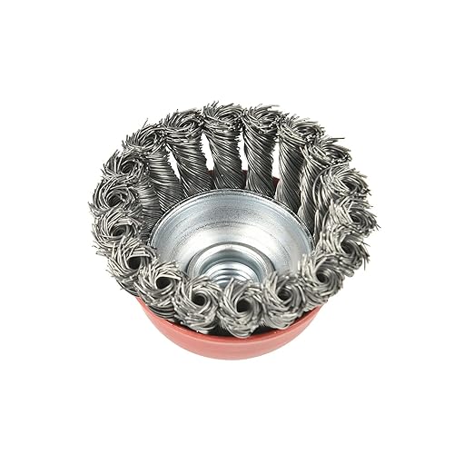 2 Pieces - 3 Inch Twisted Knotted Wheel Cup Brush with 5/8"-11 Threaded Arbor for Angle Grinder, Max RPM 12,500, Heavy-Duty Conditioning for Metal - 0.020in Carbon Steel for Rust Removal, Abrasives