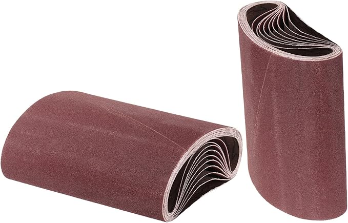 uxcell 10pcs 8" x 19" Sanding Belts 100 Grits Aluminum Oxide Abrasive Belt Sander Paper Sanding Papers for Metal Wood Grinding Polishing, Reddish Brown