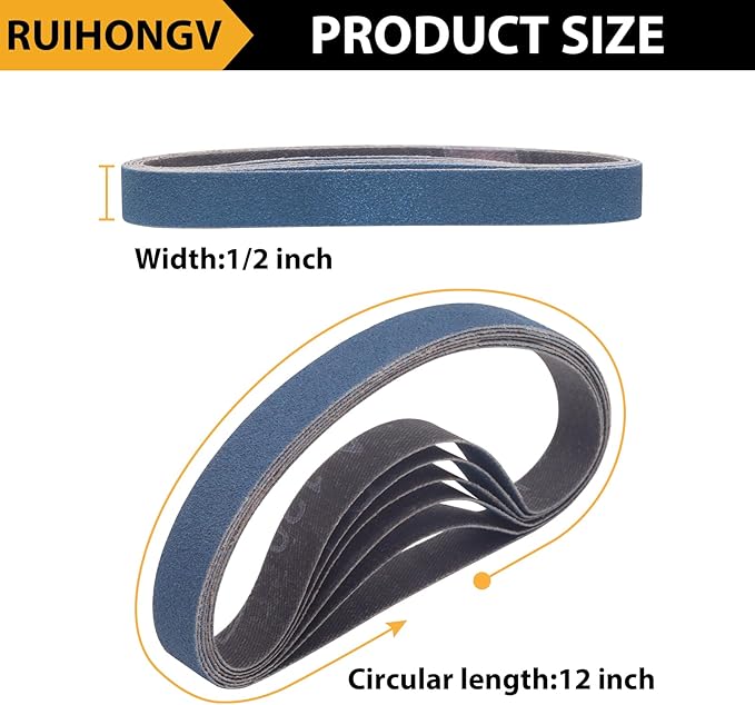 36Pcs 1/2 x 12 Inch Sanding Belts for Official Work Sharp Knife & Tool Sharpener (WSKTS & WSKTS-KT/MK1 & MK2), 6 Each of 80/120/240/400/1000/2500 Grits 1/2" x 12" Replacement Sharpening Belts