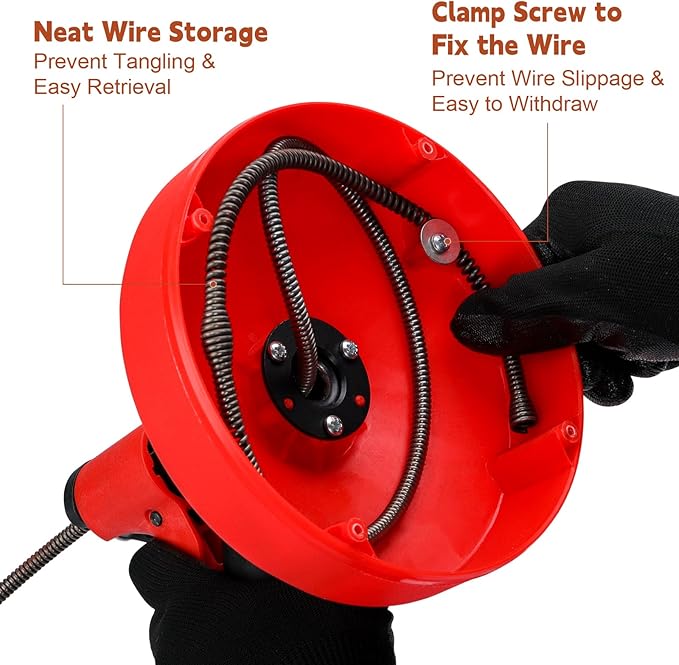35 FT Double Mode Drain Snake Tools, 11-in-1 Drain Auger for Sink and Drain Unblocking, Plumbing Snake for Kitchen, Bathrom and Shower Sink, Snake for Real DYIs【Upgraded】