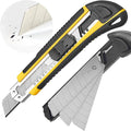 DOWELL Utility Knife Box Cutter Retractable Self Loading Heavy Duty Snap Off Quick Change Extra Blades(3PCS) TPR+PP Handle Cutting Cardboard Boxes or DIY