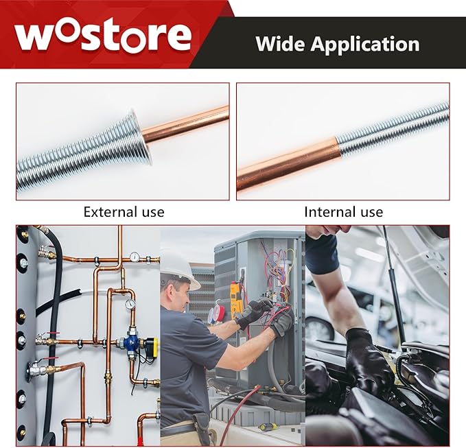Wostore Spring Tubing Benders Kit for Pipe O.D. 1/4, 3/8, 1/2, 5/8 and 3/4 Inch 350 mm Length 5 in 1 Tube Bender Set for Copper,Aluminum and Soft Steel Pipes