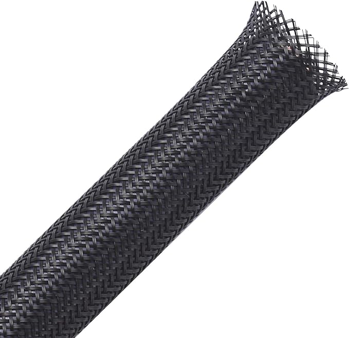 25ft - 1/8 inch PET Expandable Braided Sleeving – Black – Alex Tech Braided Cable Sleeve