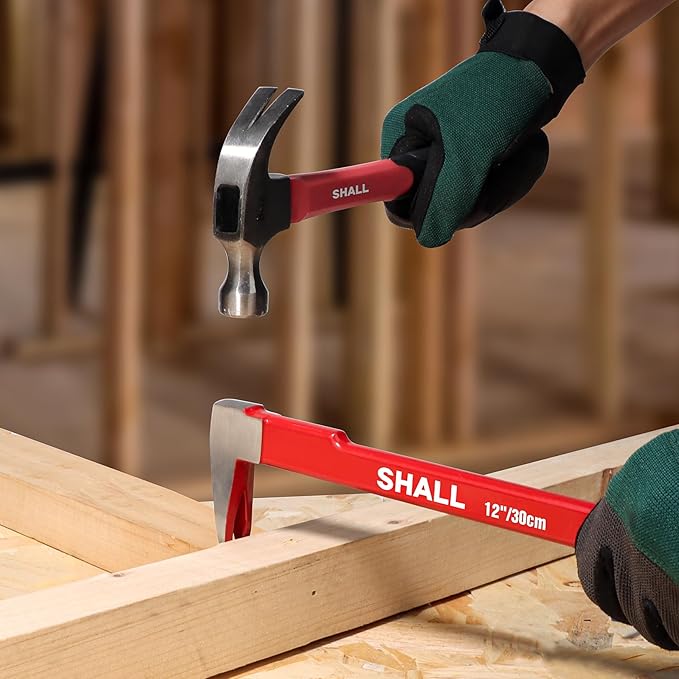 SHALL 3-Piece Nail Puller Tool Set, 12’’, 10’’, 8’’ - Heavy Duty & Mini Cats Paw Pry Bar, Utility Claw Bar, Wonder Bar, 40Cr Alloy Steel Crowbar Tool for Home Remolding & Woodworking
