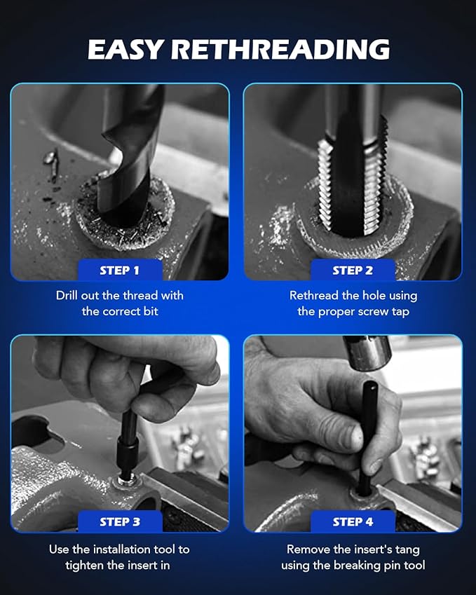 Orion Motor Tech Helicoil Thread Repair Kit, M6x1.0 Thread Repair Tool with HSS Drill Bit & 30 Thread Inserts, Metric Thread Repair Installation Kit for Rethreading Internal Threads with Carry Case