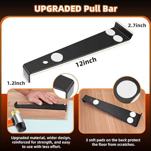Laminate Wood Flooring Installation Kit, 6 in 1 Vinyl Flooring Tools with Double-Faced Mallet, Tapping Block with Handle, 2 in 1 Flooring Spacers, Heavy Duty Pull Bar, 40 Spacers, Tape Measure