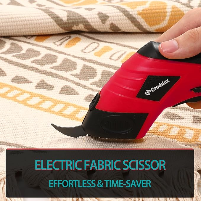 2 Blade Cordless electric scissors for cardboard Fabric Cutter Cardboard Cutter Tool for Crafting,and Sewing with Usb Cable Red-2blades