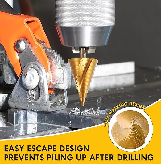Step Drill Bit Set, 1/4" to 2-3/8", Hex Shank High Speed Steel Step Drill Bit for Stainless Steel, Metal, Aluminum, Copper, Wood, PVC