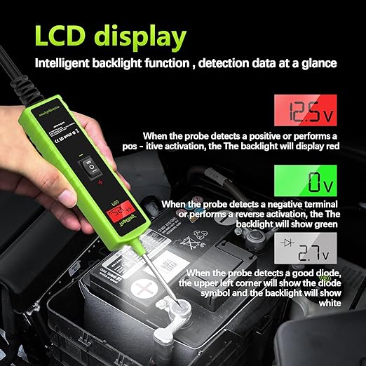 12 Volt Test Light Automotive, Topdiag P60 Car Circuit Tester, 12-24V Power Circuit Probe Kit, Short Circuit Automobile Finder，AC/DC Voltage Tester, Component Activation Tool