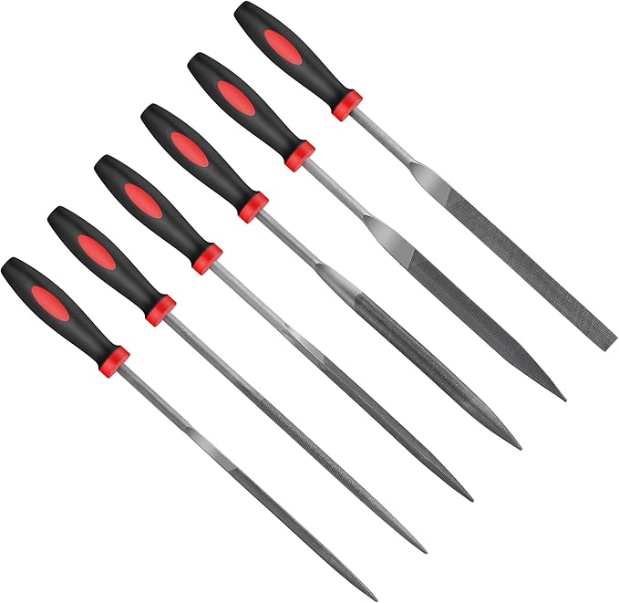 Hi-Spec 6pc Metal Small Needle Hand File Tool Set Kit. Fine Micro Steel Files. Flat, Half, Round & Triangle for Crafts, Metal & Wood Work.