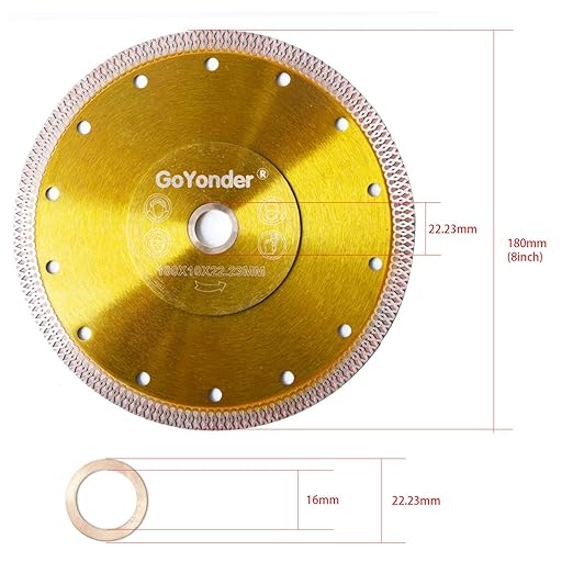 GoYonder 7 Inch Diamond Saw Blade,Super Thin Diamond Saw Blade for Cutting Ceramic Porcelain Tile Granite Marble Suitable for Angle Grinders with 7/8" or 5/8" Arbor