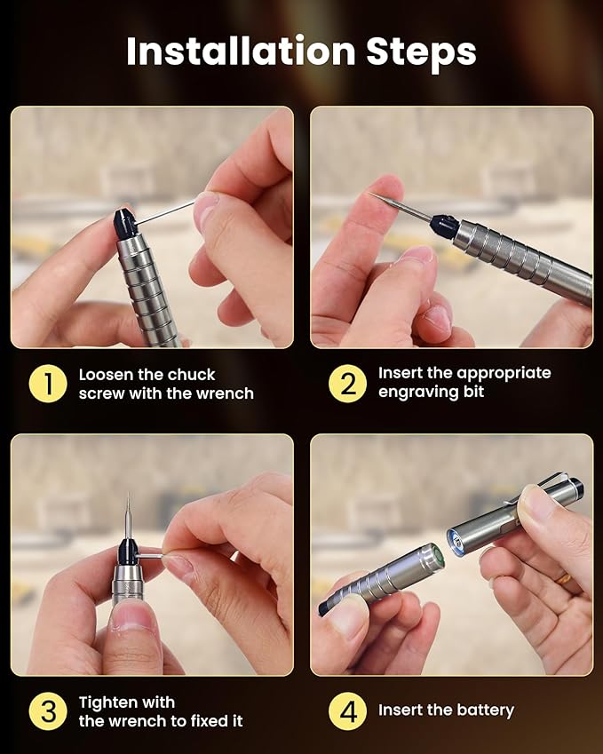 HARDELL Engraving Pen, USB Rechargeable Engraver Pen, 37000RPM Cordless Engraver Tool For Metal, Wood, Plastic And Glass, Engrave 50+ Surfaces with 6 Carving Bits & 4 Stencils For DIYer & Beginner