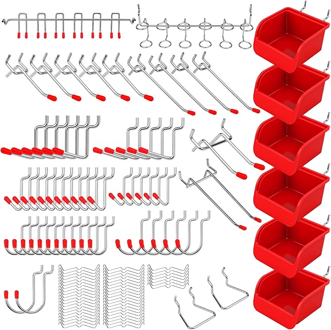 Ultimate 121-Piece Pegboard Hooks Set, Pegboard Accessories with Metal Hooks, Durable Peg Board Organizer Accessories, Pegboard Bins, Peg Board Tool Utility Hooks