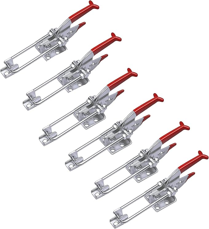 SKYCK 6-Pack 2000lbs Capacity Heavy Duty Toggle Clamp - Adjustable U Bolt Self-Lock Latch for Tire Carrier, 90 Degree Lock for Cam Sliding Door, Lt-431