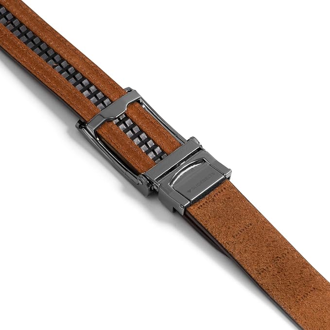 SlideBelts Full Grain Leather Belt with Contrast Stitching - Custom Fit for Adult Men, Golfers