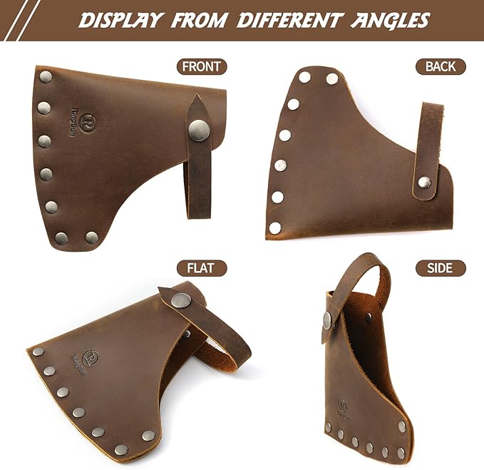 Ringsun Genuine Leather Hatchet Sheath, Handmade Durable Axe Sheath with Belt Loop, Portable Hatchet Cover for Outdoor Hiking Camping Working Blade Protection
