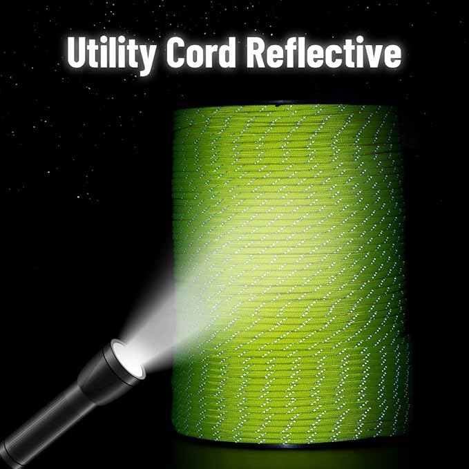 HERCULES Type III Paracord 550 Paracord Rope Parachute Cord, 1000' Reflective for Camping Cord, Survival Rope