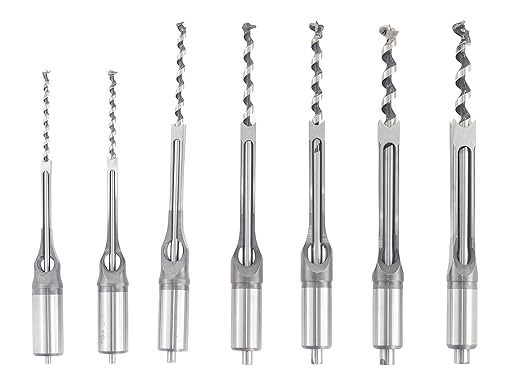 7PC High-Speed Steel Square Hole Mortise Chisel Drill Bit Set for Woodworking, 6/25“ 1/4“ 5/16“ 3/8“ 2/5“ 1/2“ 9/16“ Sizes, Ideal for Mortising Machines and Drill Press Attachments