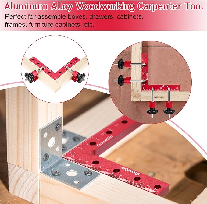 90 Degree Positioning Squares, Right Angle Clamps for Woodworking 5.5" x 5.5"(14 x 14cm), Aluminum Alloy Corner Clamps, Clamping Squares Tool for Picture Frame Box Cabinets Drawers (4 Pack)