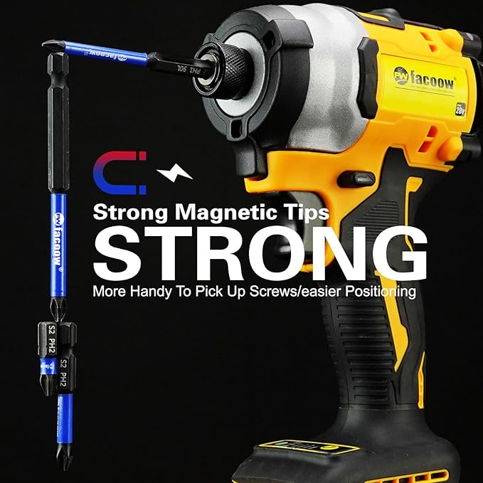 20 Pack Phillips Impact Driver Bits, #2 Phillips Head Magnetic Screwdriver Bits Set, 1 Inch S2 Alloy Steel Impact Bit, 1/4" Hex Shank Screwdriver Drill Bits, CNC Machined Ph2 Impact Drill Bits