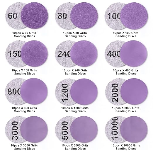 Sanding Discs 1 Inch 120 PCS Wet/Dry Sandpaper Hook and Loop 60-10000 Grits with Polishing Pads, 1/8 Shank Backing Pad and Interface Pad for Drill Grinder Rotary Tools and Wood Metal Jewelry