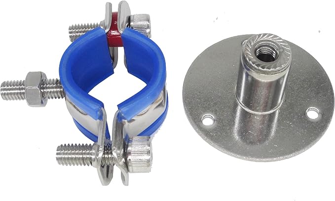 Stainless Steel Adjustable Pipe Clamp Bracket - Wall/Ceiling Mount Support for 1-Inch (32mm) Pipe, Heavy-Duty Rustproof Brackets with Screws, Short Type, Set of 2