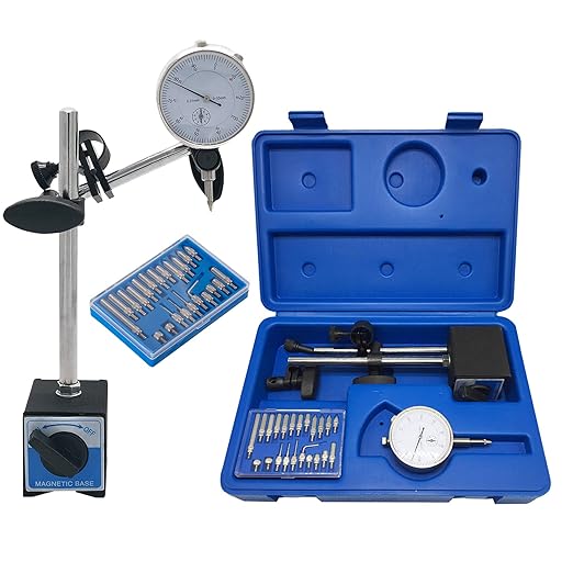 TR TOOLROCK Professional 0-10mm Dial Indicator Gauge with Magnetic Base & Point Precision Inspection Set Tester Gage Gauge 0.01mm