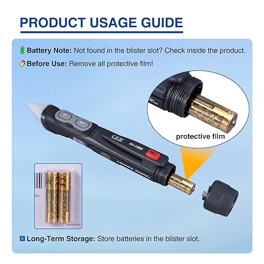 CEM AC-15EX Voltage Tester,Non-Contact Volt Tester, with Dual Range AC 12V-1000V/100V-1000V, Live/Null Wire Tester, Buzzer Alarm, Wire Breakpoint Finder, Flashlight, Ex ib IIB T4 (ATEX)
