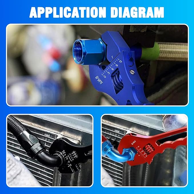 AN Hose Fitting Adjustable Wrench 3AN-12AN Lightweight Aluminum (Blue)