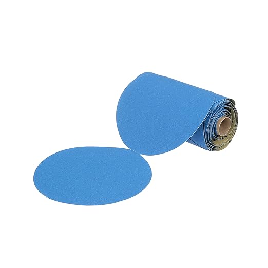 3M Stikit Blue Abrasive Disc Roll, 36202, No Hole, 6 in, 80+ Grade, Pack of 50, Automotive Sanding Discs for Coating Removal, Body Repair, Auto Sanding, Primer Sanding