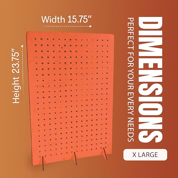 Torched Pegboard Display Stand for Jewelry, Craft Shows, Selling, Vendor Events, Tools, Peg Board Accessories Rack Organizer, XXL 15.75" L x 4.3" W x 23.75" H, Orange