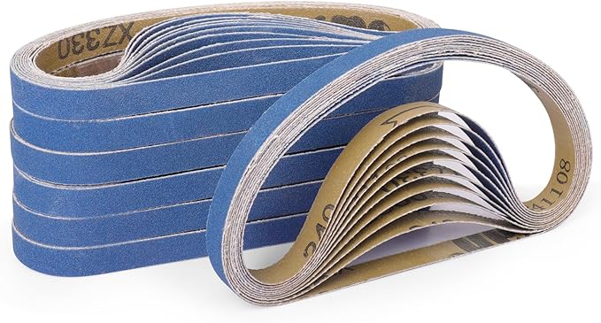 40-Piece 1/2 x 18 Inch 320 Grit Zirconia Sanding Belts, Heavy Duty Long-lasting Mini Sanding Bands for Belt Sander, Rust Paint Removal, Wood Metal Grinding and Finishing