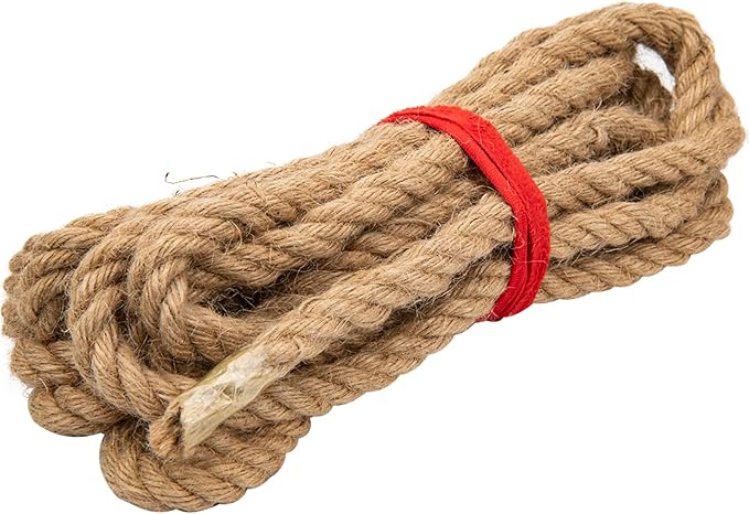 Natural Jute Rope 1/2 inch 20 feet, Twisted Manila Rope Hemp Rope Sisal Rope for Cat Scratching Post, Camping, Crafts, Tug of War, Railings Decorate, Hanging, Hammock, DIY Projects