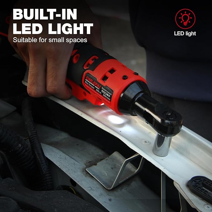 Electric Ratchet Wrench Set, 3/8" 21V Power Ratchet Tools, Cordless Ratchet Wrench, Included 6 Sockets and Charger, Variable Speed & LED Light