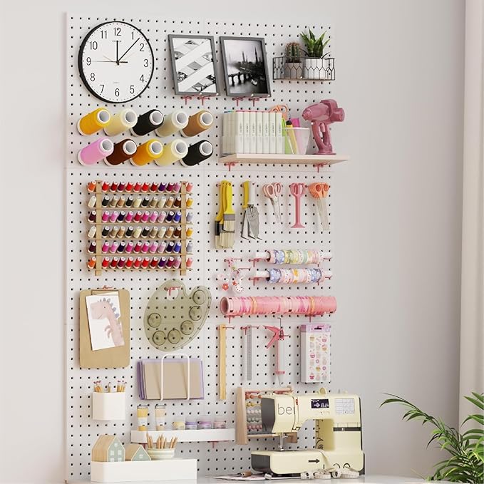 HUHOLE Pegboard Hooks 2 Inch 50PC, Pink Peg Board Hooks, Fit 1/4" or 1/8" Pegboard, Ideal Peg Board Organizer Accessories for Wall Display, Crafts Organization, Kitchen Organizer (Pink, 2 Inch)