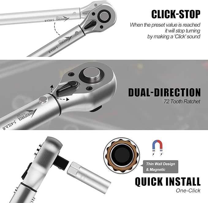 AEROFORCE 14PCS 3/8-Inch Drive Swivel Magnetic Spark Plug Socket Set with 3/8'' Torque Wrench (5-45 Lb.ft/6.8-61.2 Nm), Universal Joint & Extension Bar - Durable CR-V Steel for Easy Spark Plug Removal