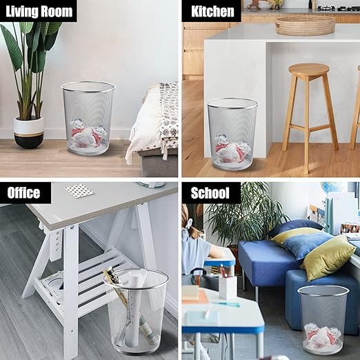 Silver Mesh Trash Cans,10-Pack 6 Gal Mesh Office Trash Can,Open Metal Wire Wastebaskets, Waste Basket Trash Can for Near Desk, Small Garbage Can,Recycling Garbage Container Bin for Office&Home